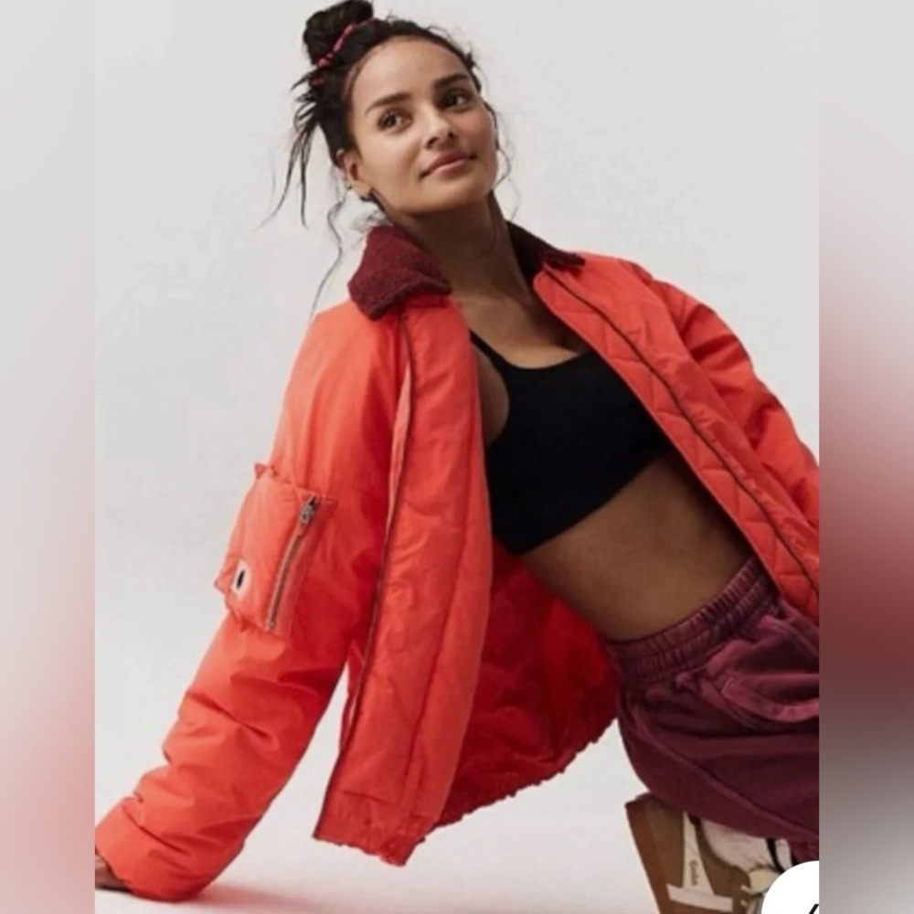 Free People Outpost Primaloft bomber jacket in cherry tomato size X small